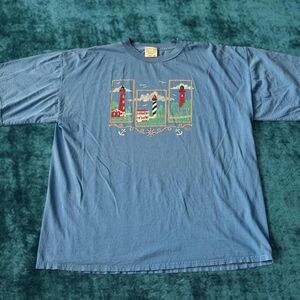 Vintage Cactus Bay Coastal Grandfather Lighthouse Graphic Tee XL⁠